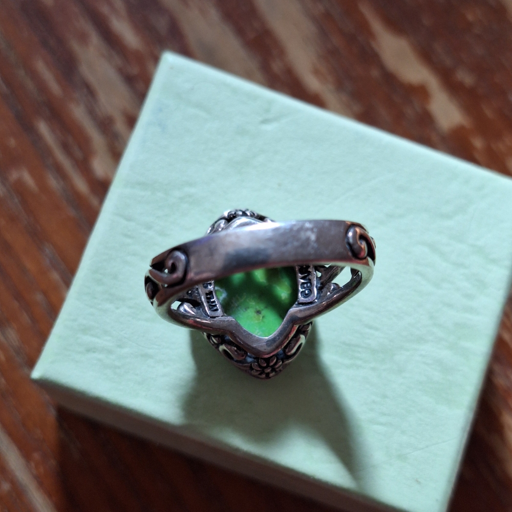 Barse Thai Green Turquoise & Silver Ring - Picture 6 of 11